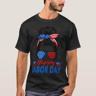 Camiseta Dia do Trabalhador EUA Coque Desarrumado