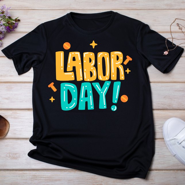 Camiseta Dia do Trabalho Amarelo e Teal (Criador carregado)