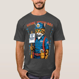 Camiseta Dia do Trabalho de Sindicato Funny Feline da Flóri