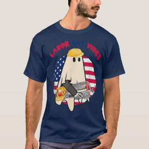 Camiseta Dia do Trabalho Vibes Engraçado Boo Halloween Feli
