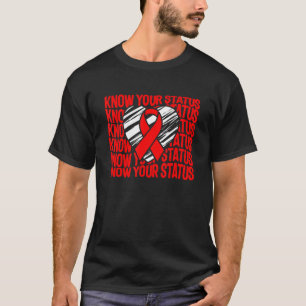 Camiseta Dia do Word Aids Conheça seu status Red Awarness R