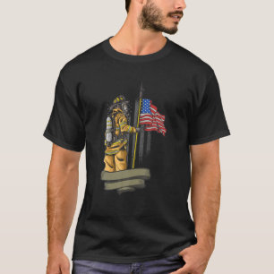 Camiseta Dia dos Bombeiros Americanos e Corajosos