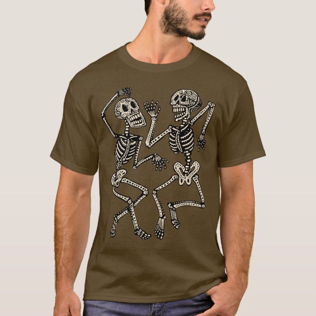 Camiseta Dia dos Esqueletos Dançantes Mortos (Frente)