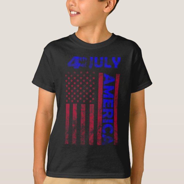 Camiseta Dia dos Eua Bandeira 4 de julho Feliz Engraçado (Frente)