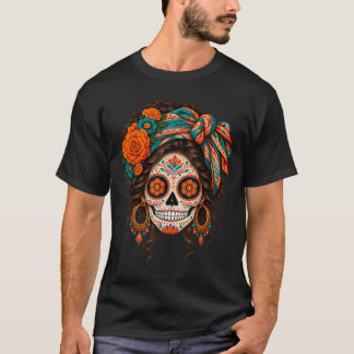Camiseta Dia dos mortos crânio de açúcar catrina dia de mor