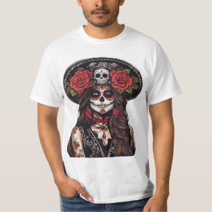Camiseta Dia dos Mortos da Cartina com Rosas