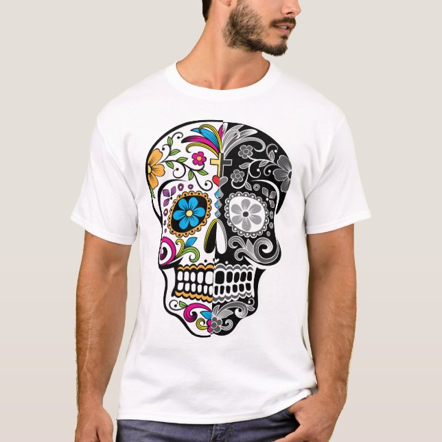 Camiseta Dia dos Mortos - Día De Los Muertos - Crânio de Aç (Frente)