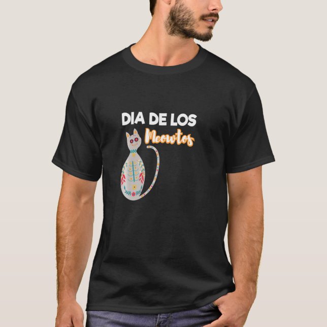 Camiseta Dia dos Mortos Do Gato Dia De Los Meowtos (Frente)