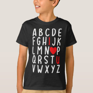 Camiseta Dia dos Namorados Abc Eu Te Amo Professor Coração