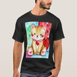 Camiseta Dia dos Namorados Amor Coração Gato Teddy Namorada