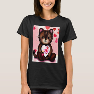 Camiseta Dia dos Namorados Amor Coração Gato Teddy Namorada