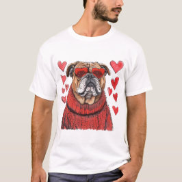 Camiseta Dia dos Namorados Bulldog Inglês
