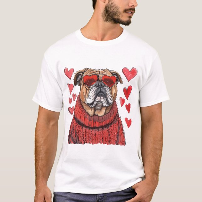 Camiseta Dia dos Namorados Bulldog Inglês (Frente)