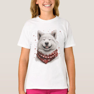 Camiseta Dia dos Namorados cachorro Samoyed