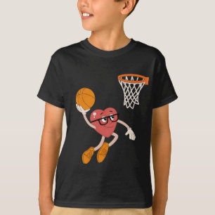Camiseta Dia dos Namorados Coração Afundando Basquete Fofo