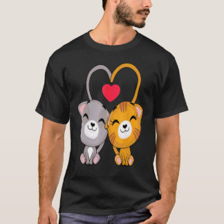Camiseta Dia dos Namorados Coração de Gato Kitty Filhote Fo