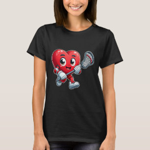 Camiseta Dia dos Namorados Coração Equipe de Lacrosse Jogad