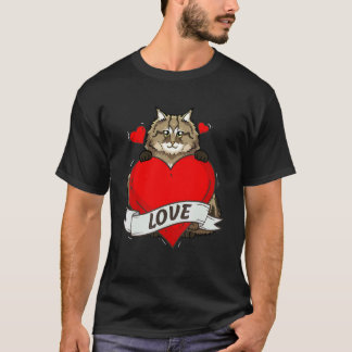Camiseta Dia dos Namorados Coração Gato Siberiano Amor Gati
