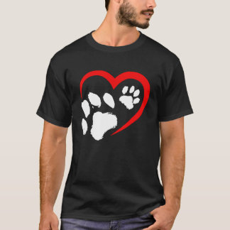 Camiseta Dia dos Namorados Coração Patas Gato Cachorro Dive