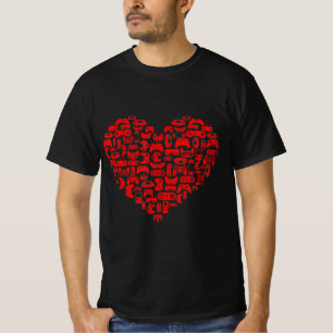 Camiseta Dia dos Namorados Coração Vermelho Jogo Divertido