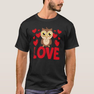 Camiseta Dia dos Namorados Corações Amor Coruja Animal Mulh