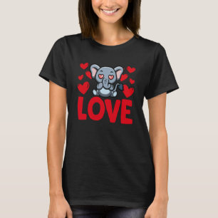 Camiseta Dia dos Namorados Corações Amor Elefante Animal Mu
