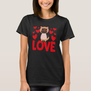 Camiseta Dia dos Namorados Corações Amor Gata Animal Mulher