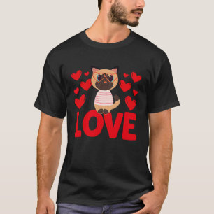 Camiseta Dia dos Namorados Corações Amor Gato Animal Mulher
