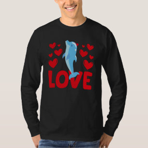 Camiseta Dia dos Namorados Corações Amor Golfinho Animal Mu