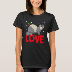 Camiseta Dia dos Namorados Corações Furões Amor Animais Mul