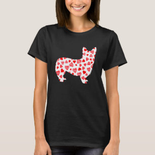 Camiseta Dia dos Namorados Corgi Cão Corações Cachorrinho
