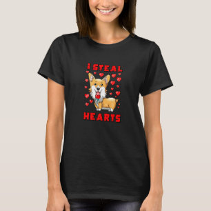 Camiseta Dia dos Namorados Corgi Eu Roubo Corações Vday Cac