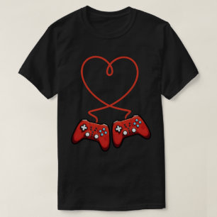 Camiseta Dia dos Namorados de Jogador de Vídeo com Coração