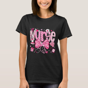Camiseta Dia dos Namorados Enfermeira Coração Estetoscópio 