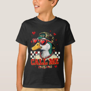 Camiseta Dia dos Namorados Engraçado Menino Caça Pato Me Ch