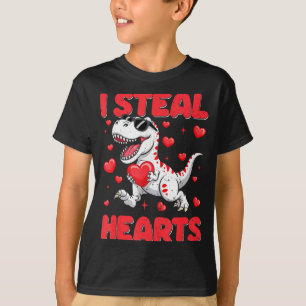 Camiseta Dia dos Namorados Eu Roubo Corações Trex Dino Cria