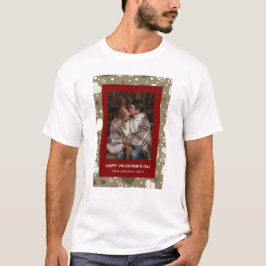 Camiseta Dia dos Namorados Feliz Corações Vermelhos Elegant