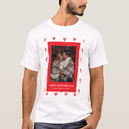 Camiseta Dia dos Namorados Feliz Corações Vermelhos Elegant