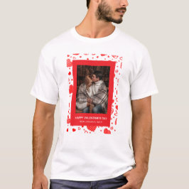 Camiseta Dia dos Namorados Feliz Corações Vermelhos Elegant