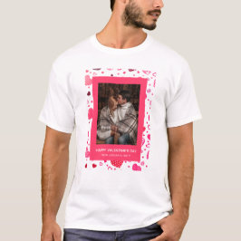 Camiseta Dia dos Namorados Feliz Corações Vermelhos Elegant