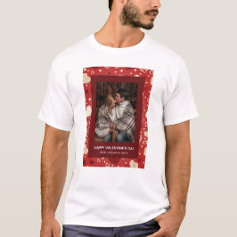 Camiseta Dia dos Namorados Feliz Corações Vermelhos Elegant