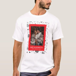 Camiseta Dia dos Namorados Feliz Corações Vermelhos Elegant