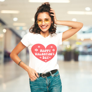 Camiseta Dia dos Namorados felizes retro coração flores bra