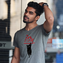 Camiseta Dia dos Namorados Gato Preto Engraçado
