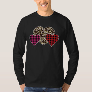 Camiseta Dia dos Namorados Leopardo Xadrez Búfalo Corações 