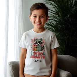 Camiseta Dia dos Namorados Personalizado com Raccoon Fofo
