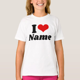 Camiseta Dia dos Namorados Personalizável Eu amo Coração Pe
