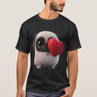 Camiseta Dia dos Namorados Pug Animais Fofos