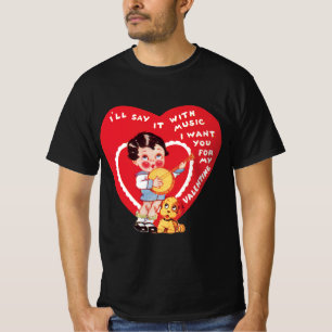 Camiseta Dia dos Namorados Retrô, Banjo de Música de Garoto