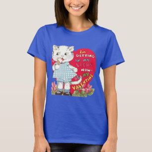 Camiseta Dia dos Namorados Retrô Gato Antigo Comendo Sorvet
